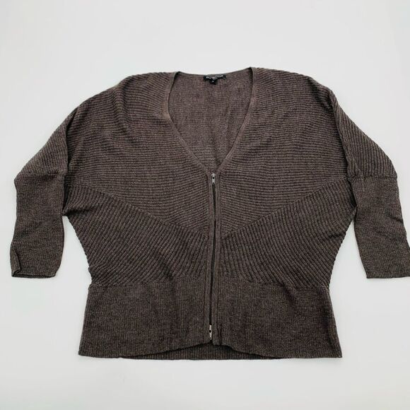 Eileen fisher | Women's wool Brown / grey Zip-Up Sweater | size medium - Picture 2 of 8